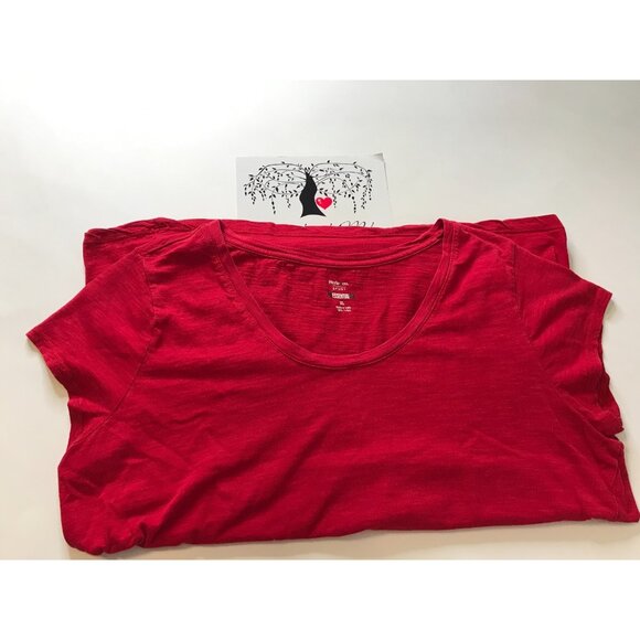 Style & Co Sport T-Shirt Essential Tee Crew Neck Top Red XL 10-14 Charlies B.Day - Picture 2 of 3